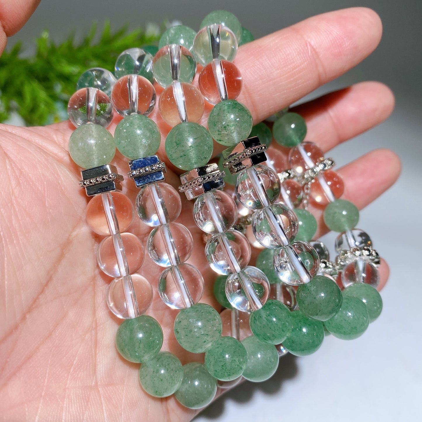 10mm Mixed Crystal Bracelet with Chain Decor Bulk Wholesale