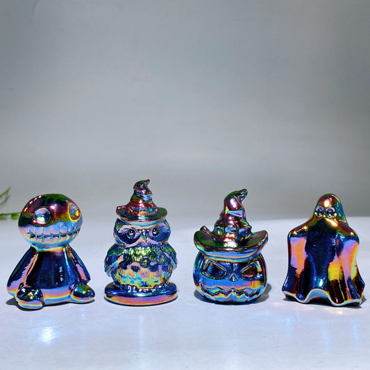 2.0"-2.5" Aura Dark Rainbow Black Obsidian Carving for Halloween Wholesale