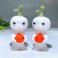 3.2" White Jade Pumpkin-man Holding UV Reactive Painting Pumpkin Carving for Hallloween Wholesale