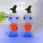 3.2" White Jade Pumpkin-man Holding UV Reactive Painting Pumpkin Carving for Hallloween Wholesale