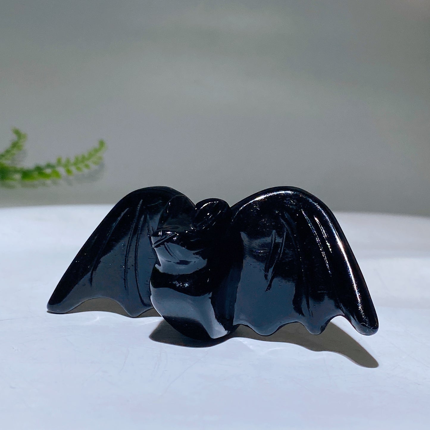 3.5" Black Obsidian Bat Carving for Halloween Wholesale