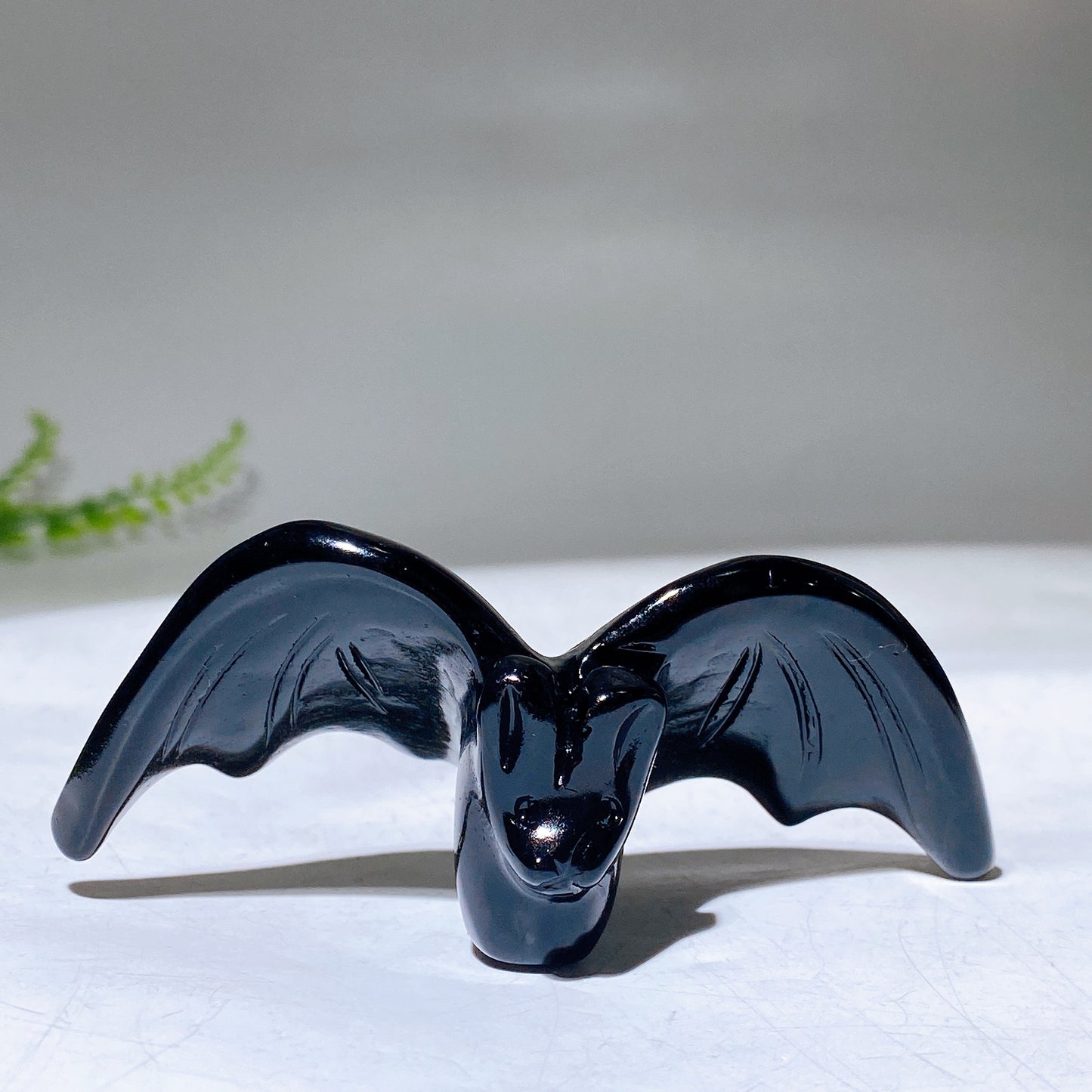 3.5" Black Obsidian Bat Carving for Halloween Wholesale