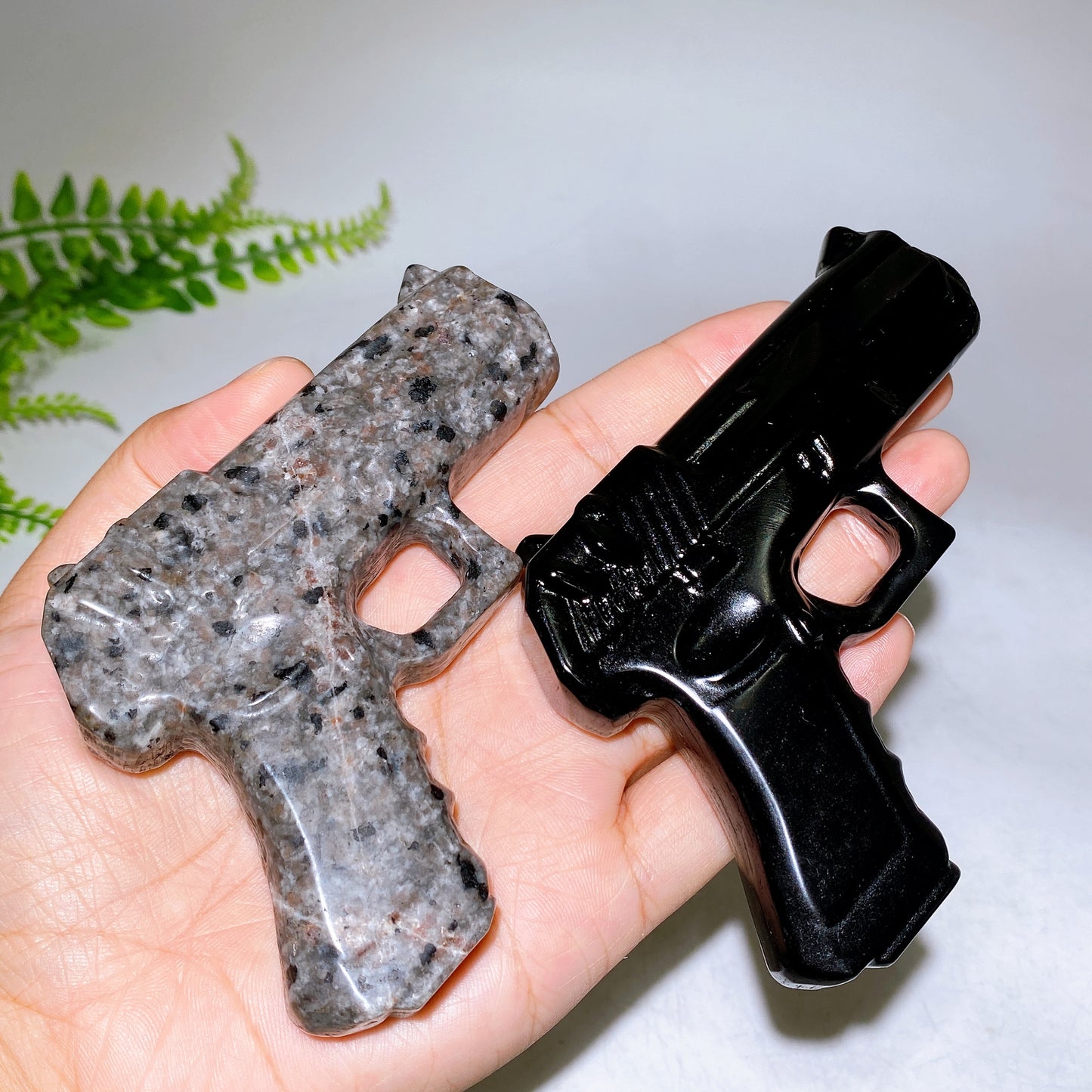 3.7" Black Obsidian Yooperlite Gun Carving Wholesale