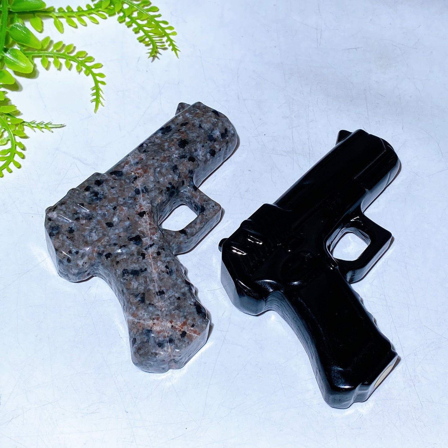 3.7" Black Obsidian Yooperlite Gun Carving Wholesale