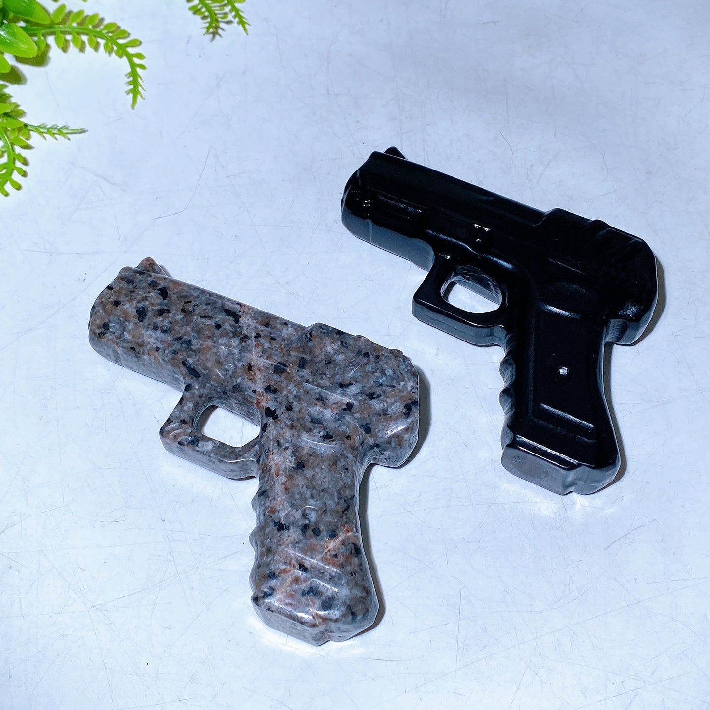 3.7" Black Obsidian Yooperlite Gun Carving Wholesale