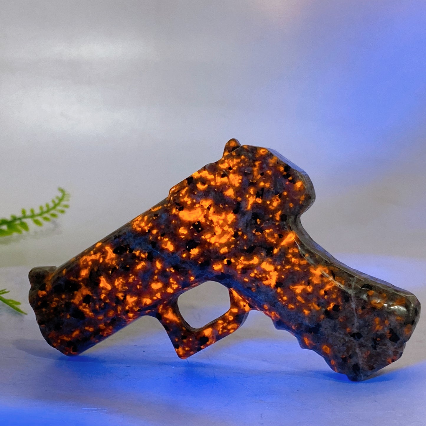 3.7" Black Obsidian Yooperlite Gun Carving Wholesale