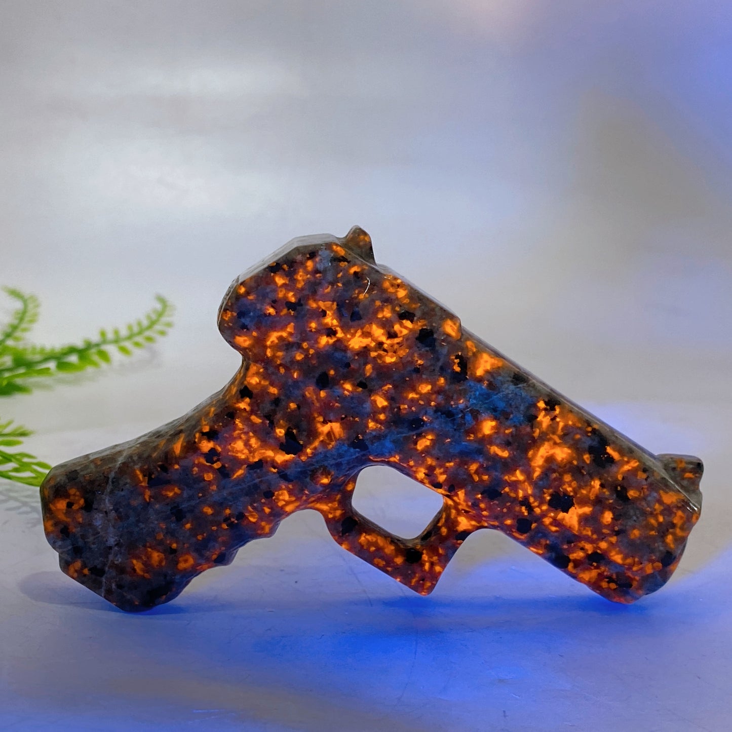 3.7" Black Obsidian Yooperlite Gun Carving Wholesale
