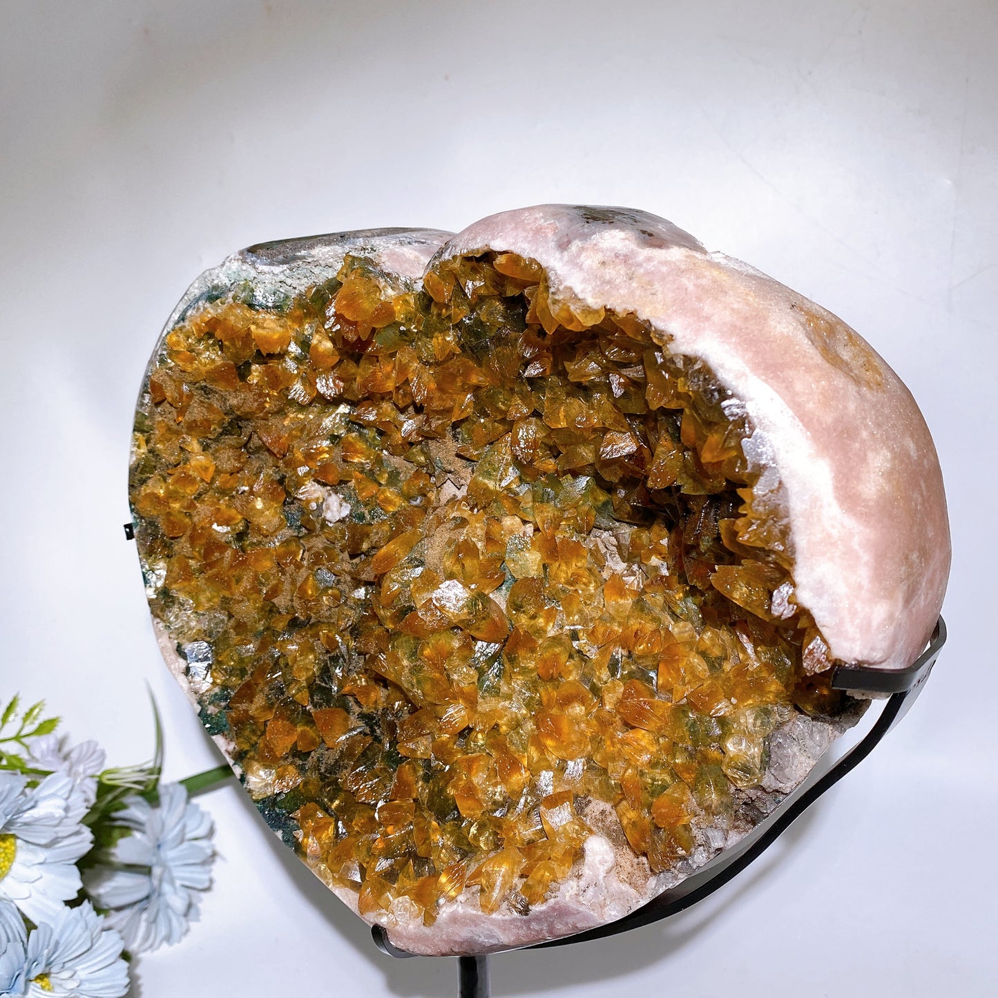 23cm Large Unique Citrine Cluster Calcite Heart Carving with Stand  Crystal Healing Bulk Wholesale