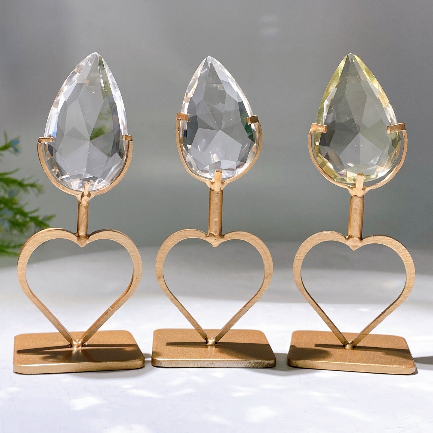Clear Quartz Water-drop Diamond Curved Rhomus with Stand Wholesale