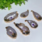 Irregular Shape Druzy Agate Amethyst Pendant with Golden Rim Bulk Wholesale