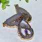 Irregular Shape Druzy Agate Amethyst Pendant with Golden Rim Bulk Wholesale