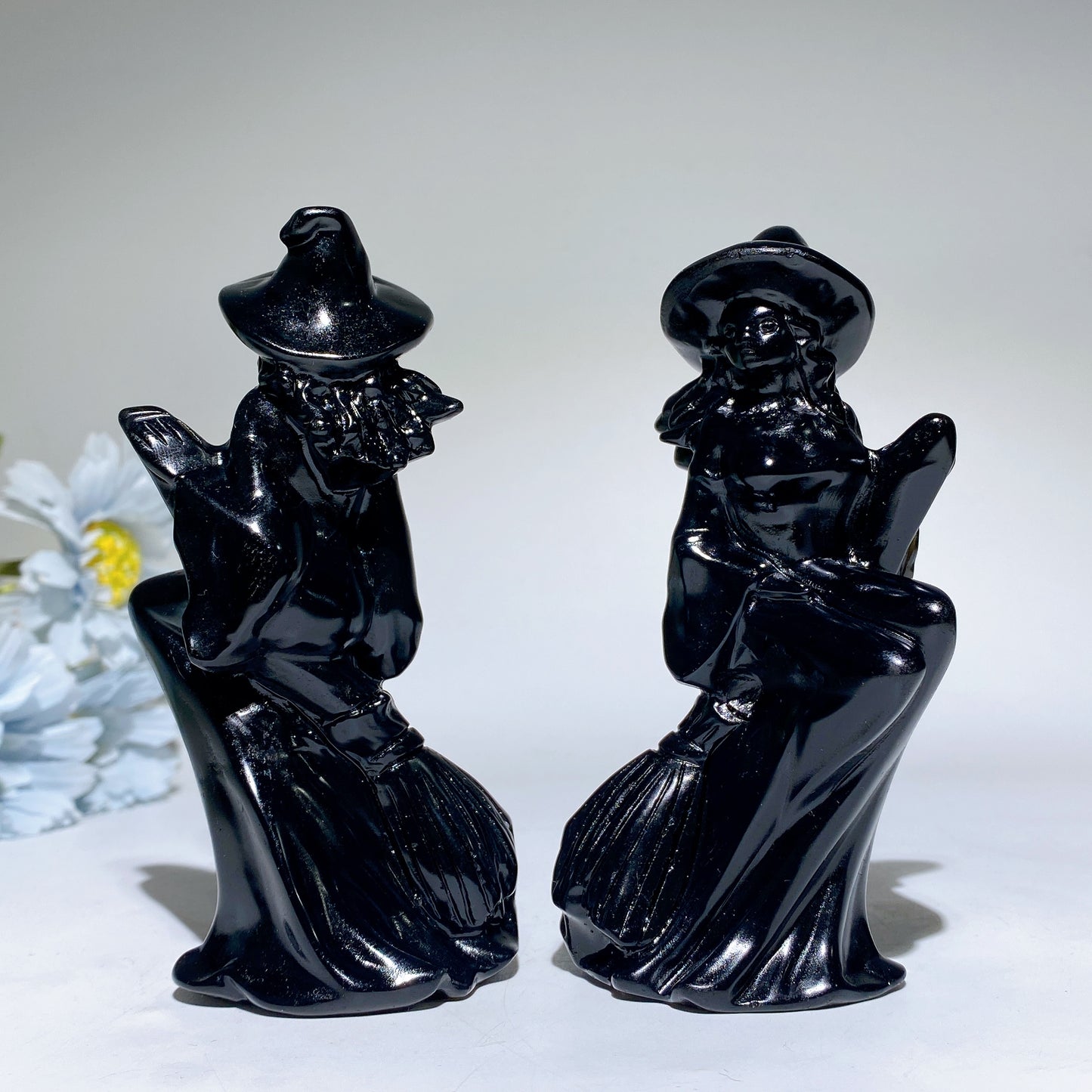 4.7" Black Obsidian Witch Carvings Crystal Healing Bulk Wholesale