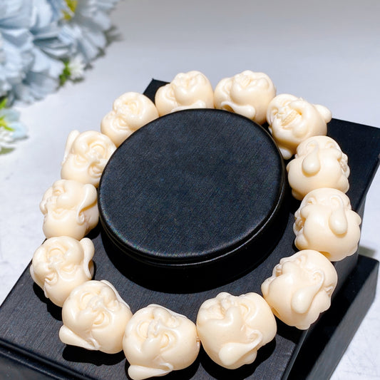 16mm Ivory Nut Buddha Head Bracelet Crystal Healing Bulk Wholesale