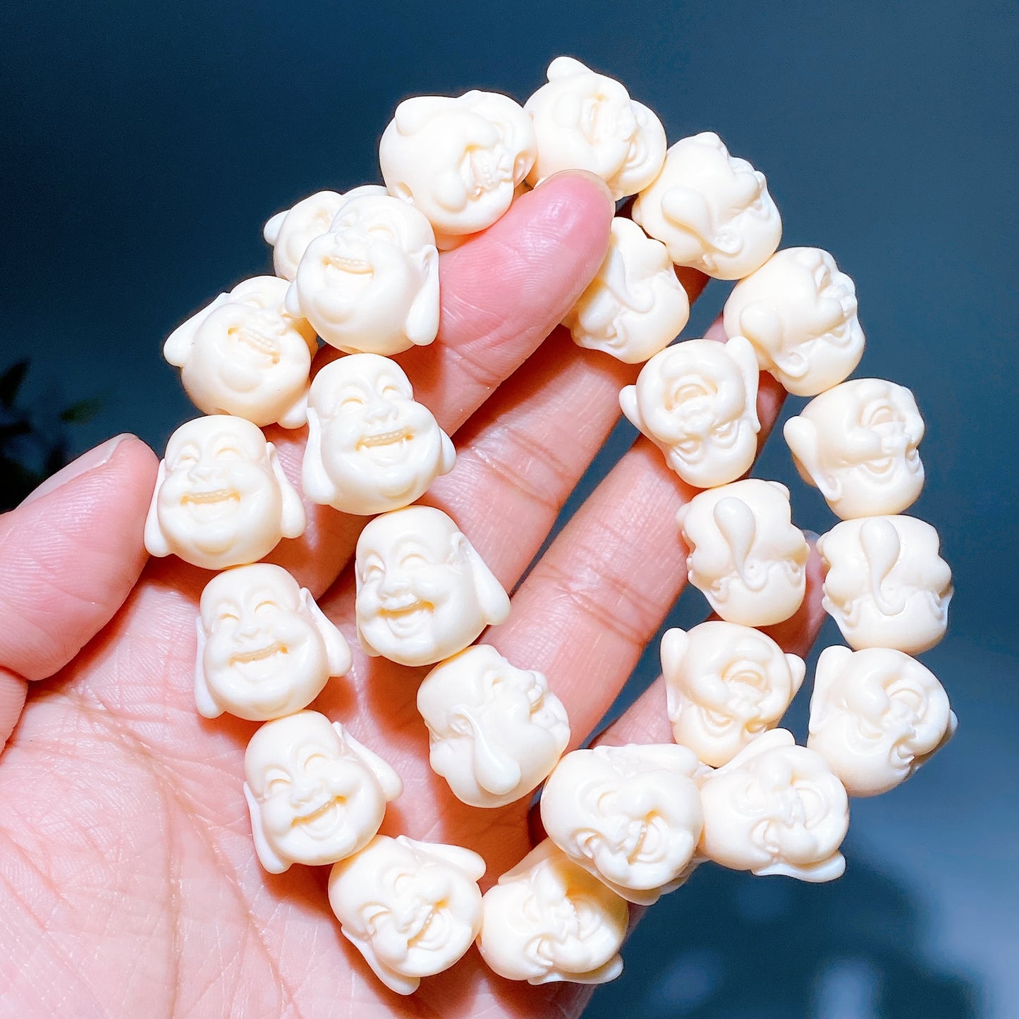 16mm Ivory Nut Buddha Head Bracelet Crystal Healing Bulk Wholesale