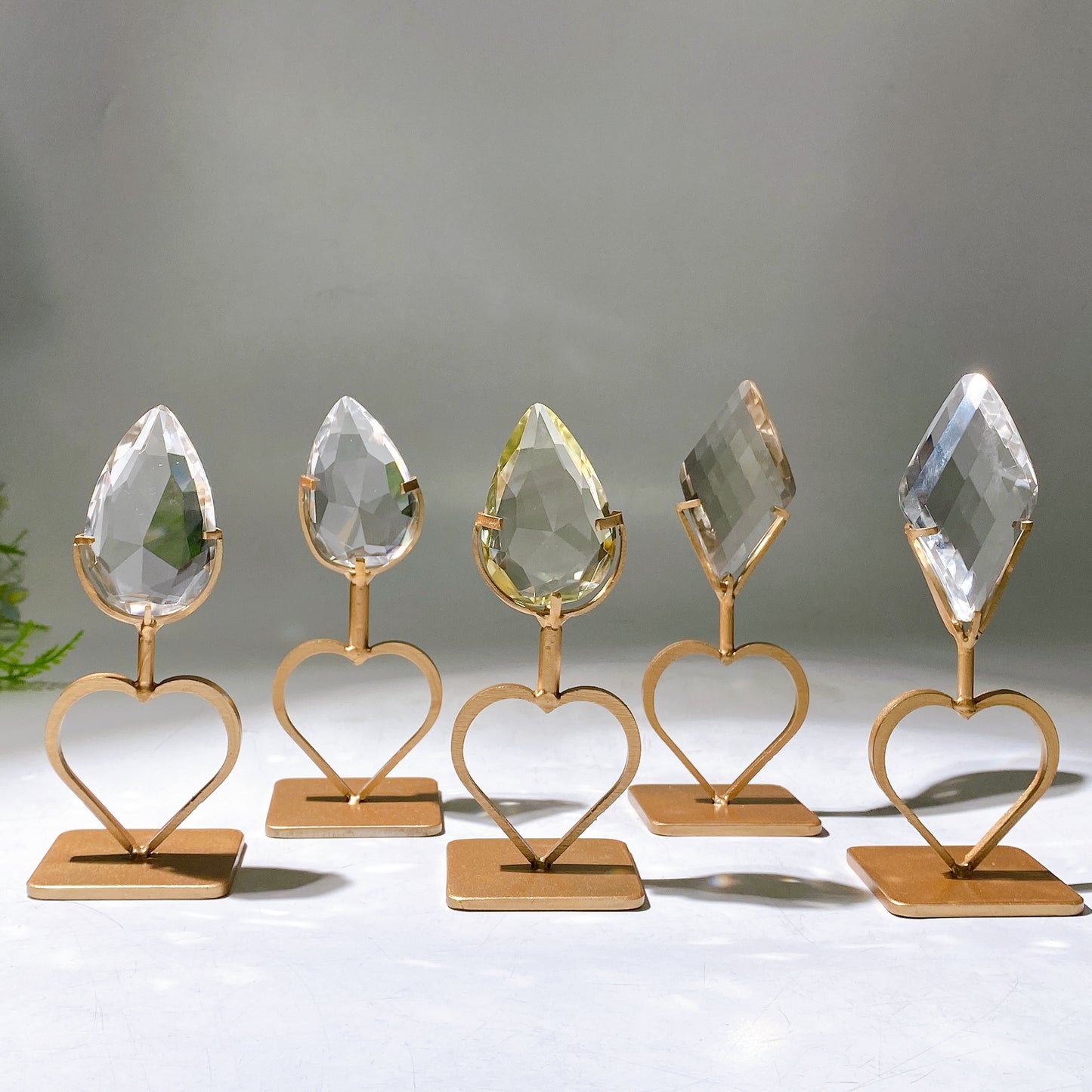 Clear Quartz Water-drop Diamond Curved Rhomus with Stand Wholesale