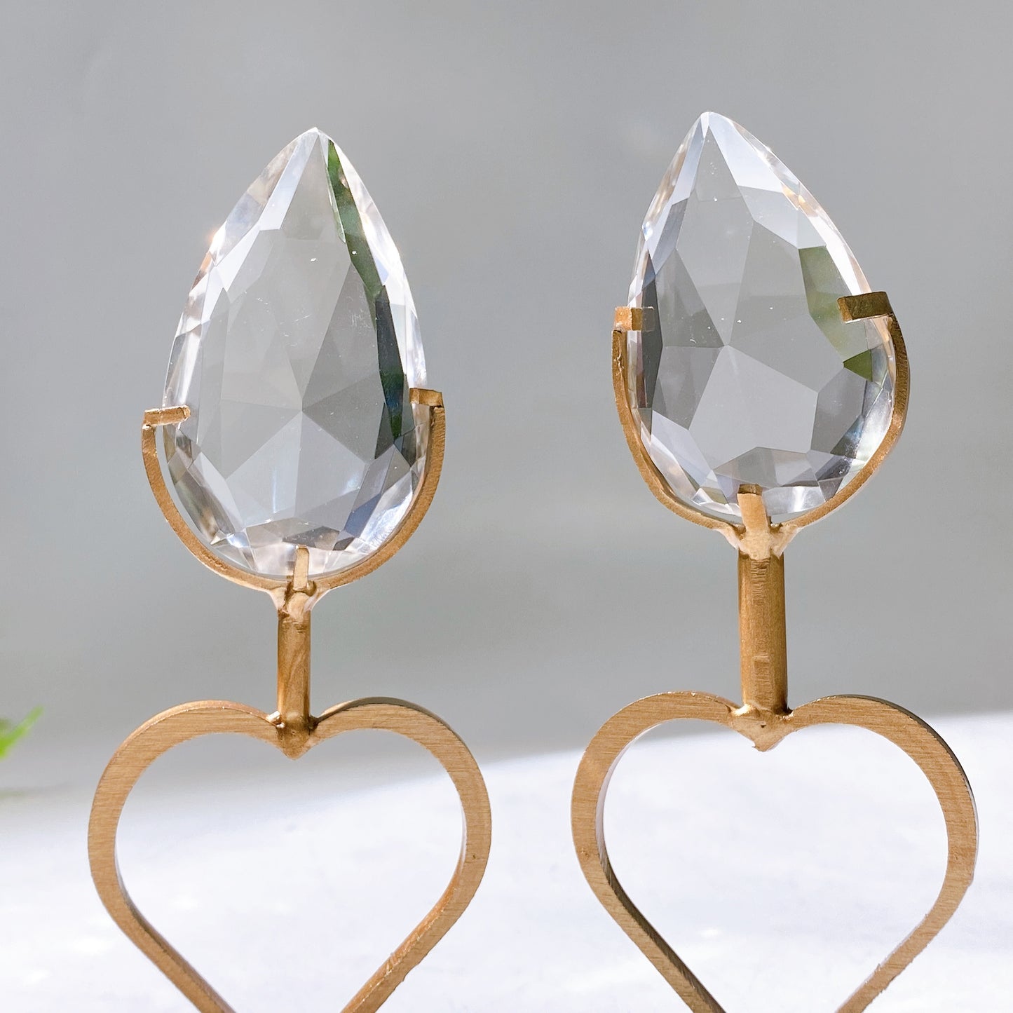 Clear Quartz Water-drop Diamond Curved Rhomus with Stand Wholesale