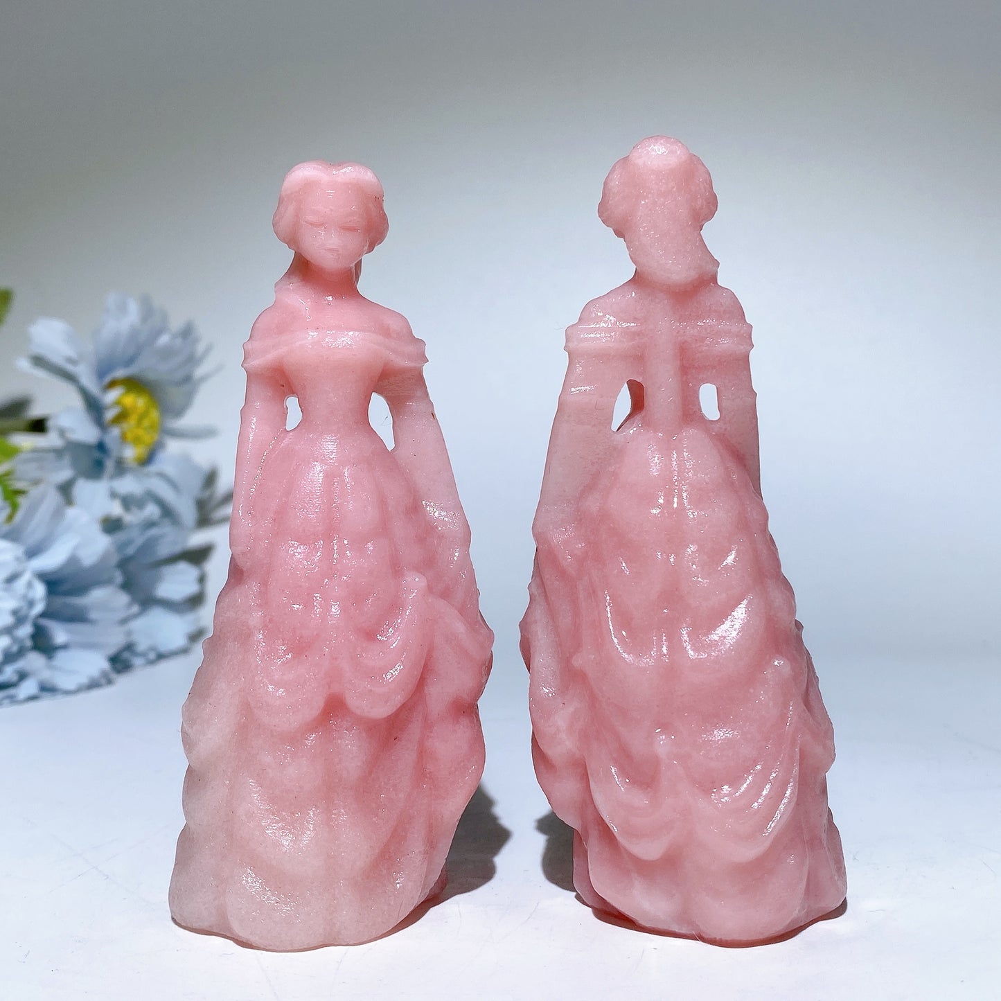 3.9" Pink Opal Princess Carvings Bulk Wholesale