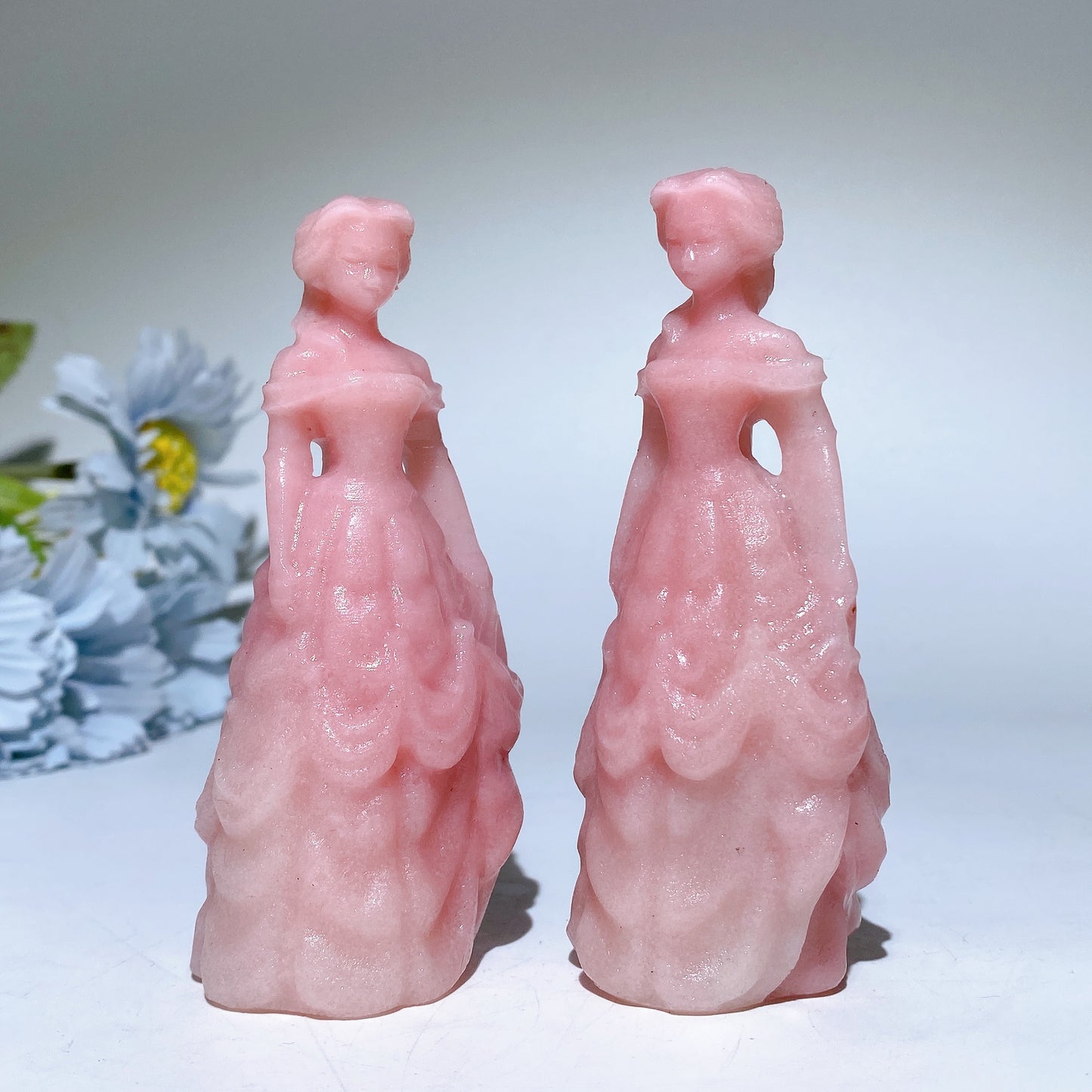 3.9" Pink Opal Princess Carvings Bulk Wholesale