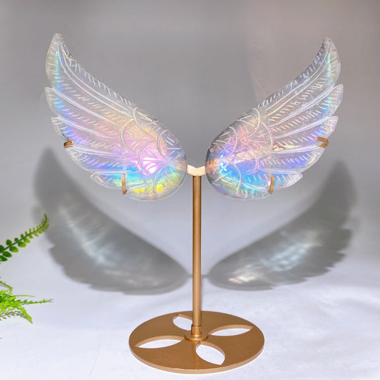Aura Clear Quartz Wing with Stand Wholesale