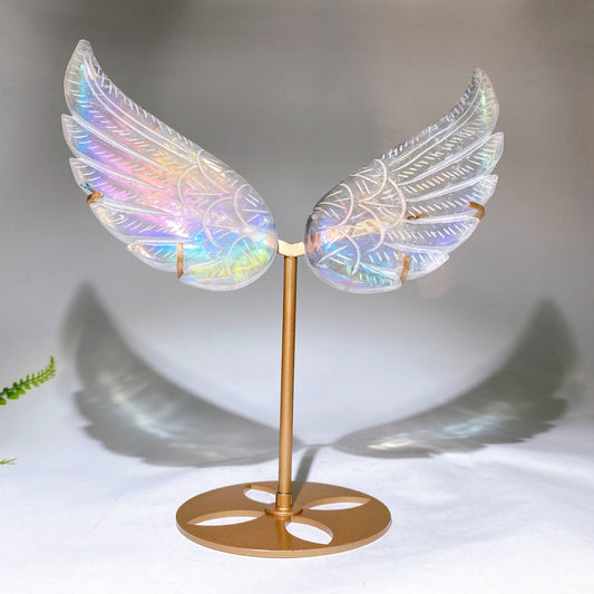 Aura Clear Quartz Wing with Stand Wholesale