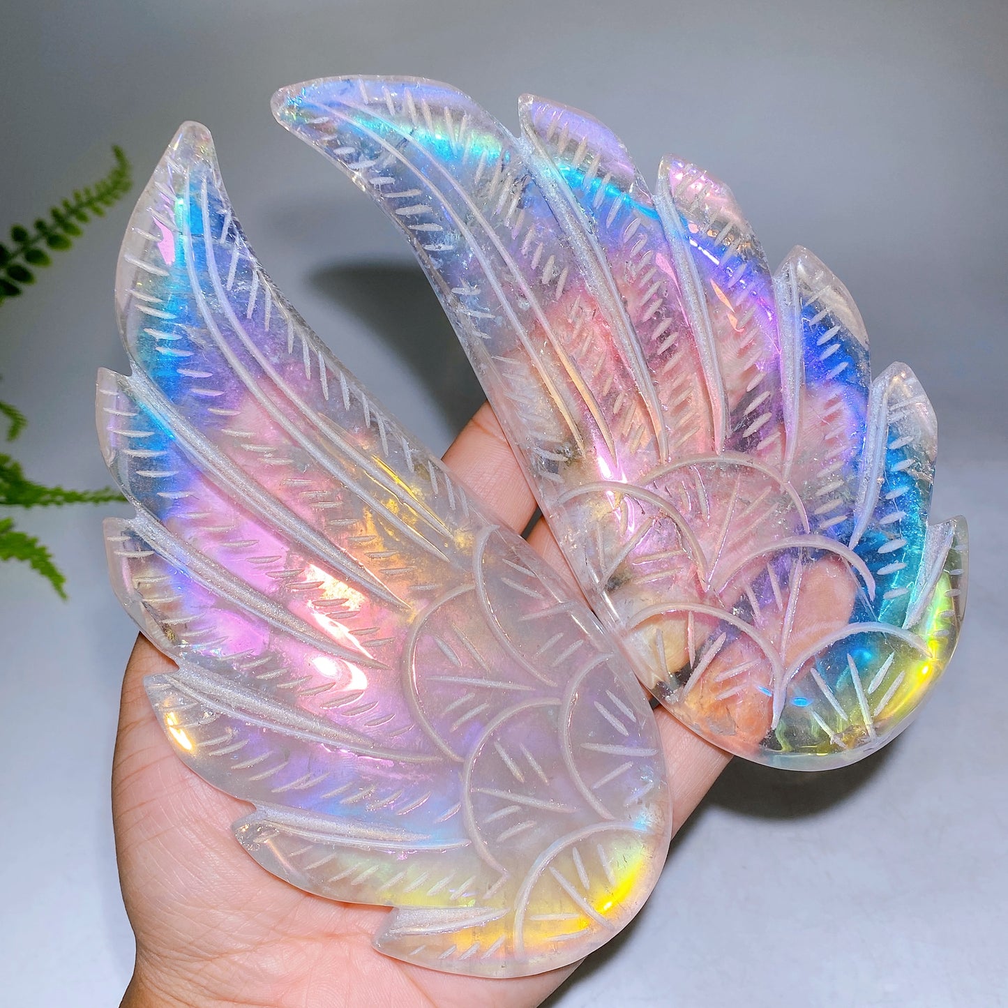 Aura Clear Quartz Wing with Stand Wholesale