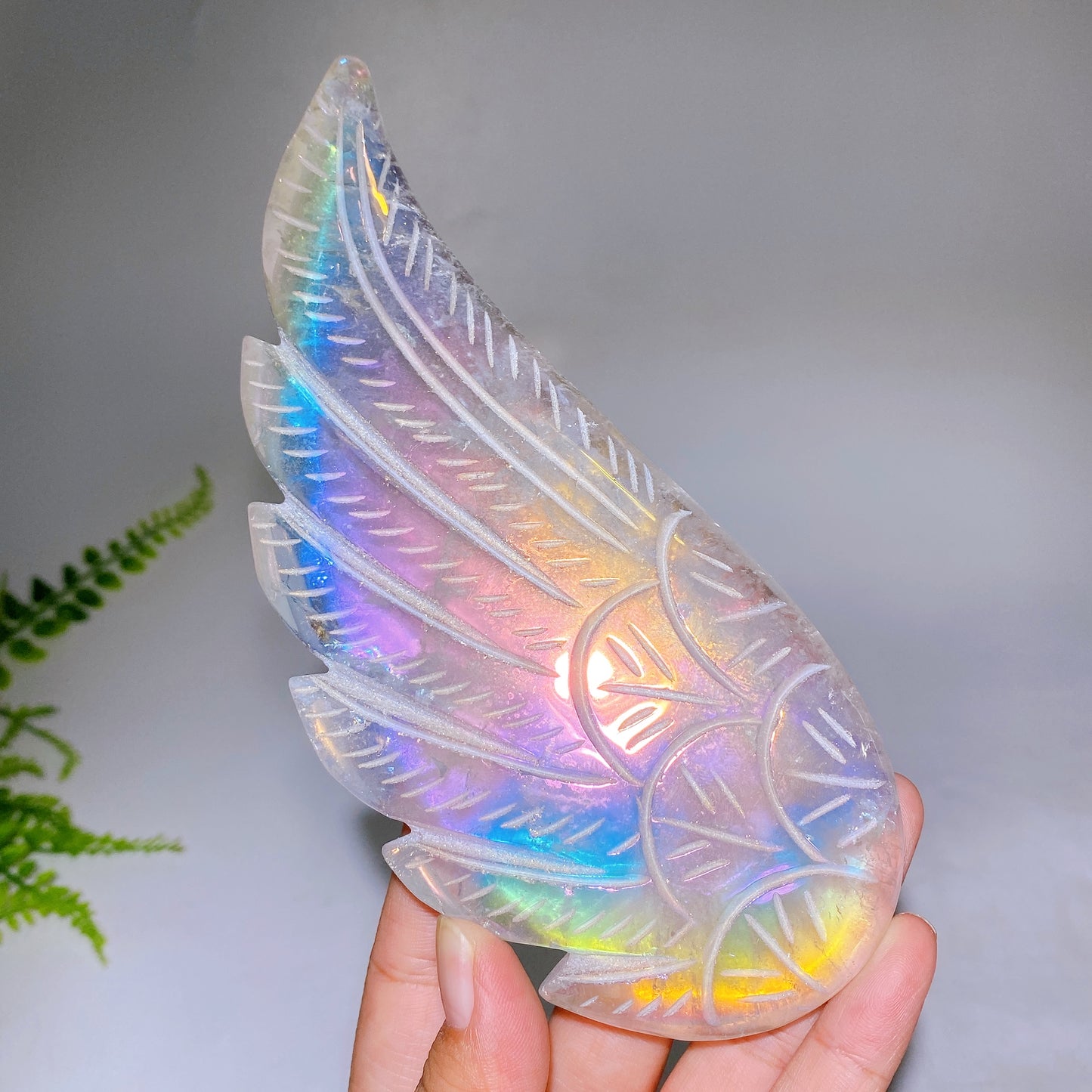 Aura Clear Quartz Wing with Stand Wholesale