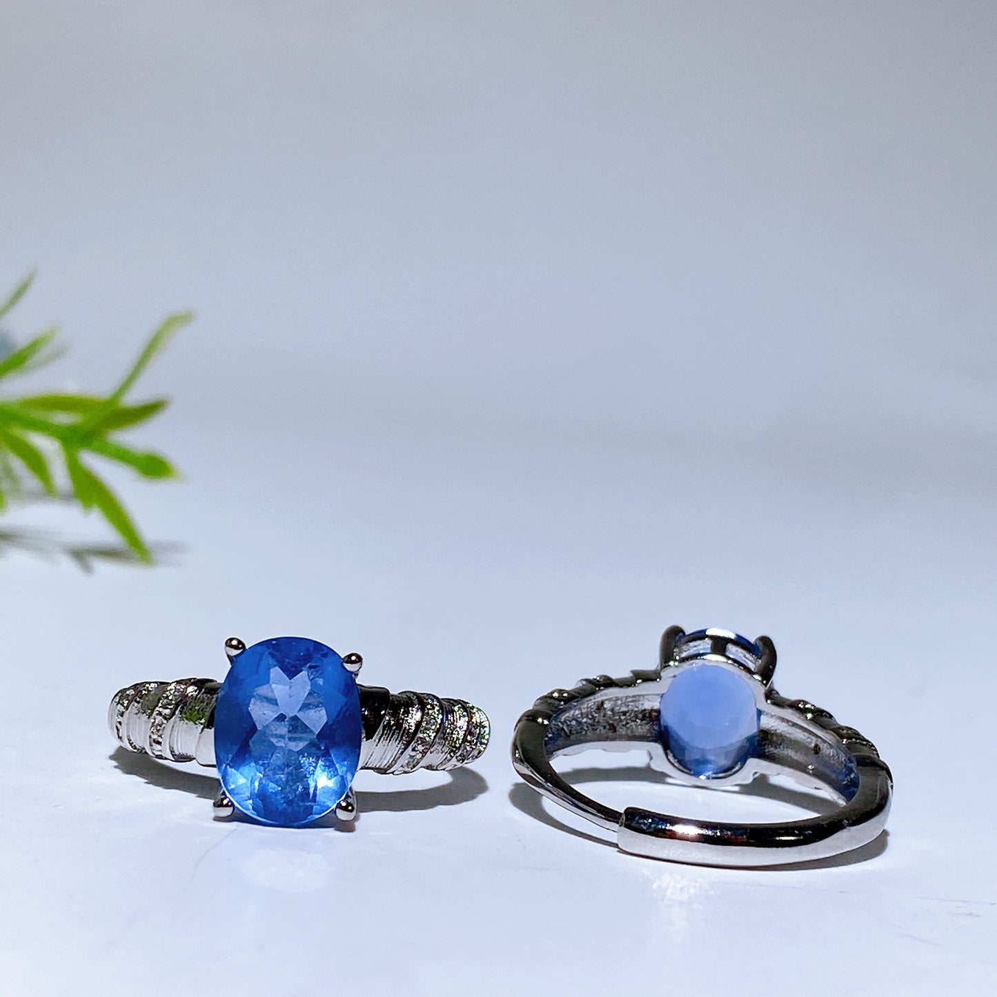 Cooper Silver Plated Blue Fluorite Ring Crystal Healing Bulk Wholesale