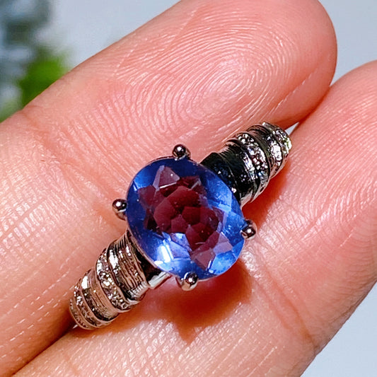 Cooper Silver Plated Blue Fluorite Ring Crystal Healing Bulk Wholesale