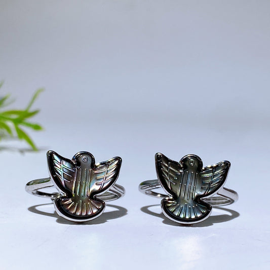 Cooper Silver Plated Rainbow Shell Eagle Ring Crystal Healing Bulk Wholesale