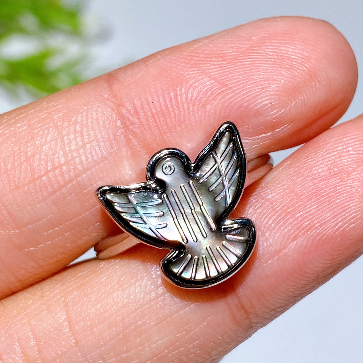 Cooper Shell Cooper Silver Plated Rainbow Shell Eagle Ring Crystal Healing Bulk Who
