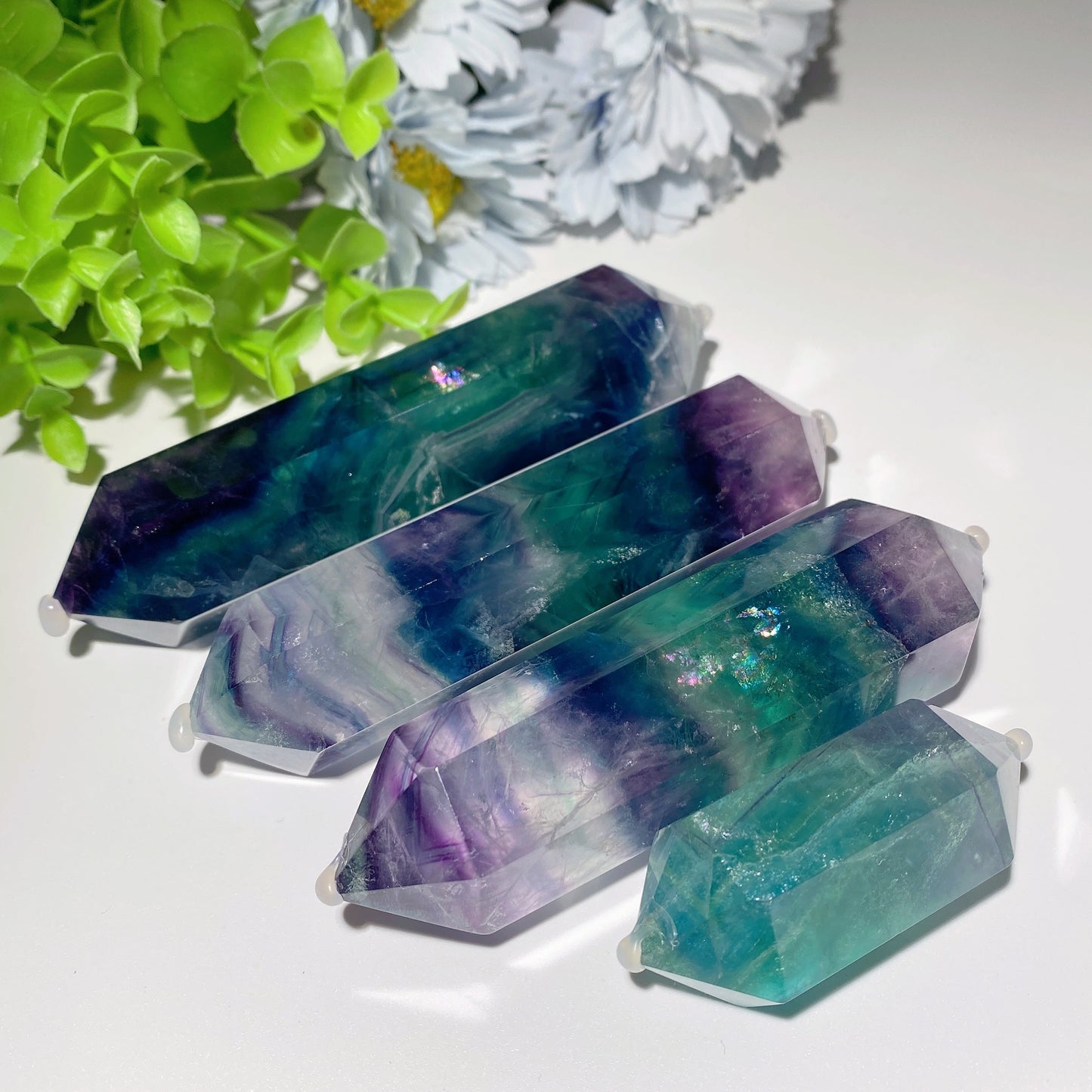 2.3"-5.0" Rainbow Fluorite DT Point Crystal Healing Bulk Wholesale
