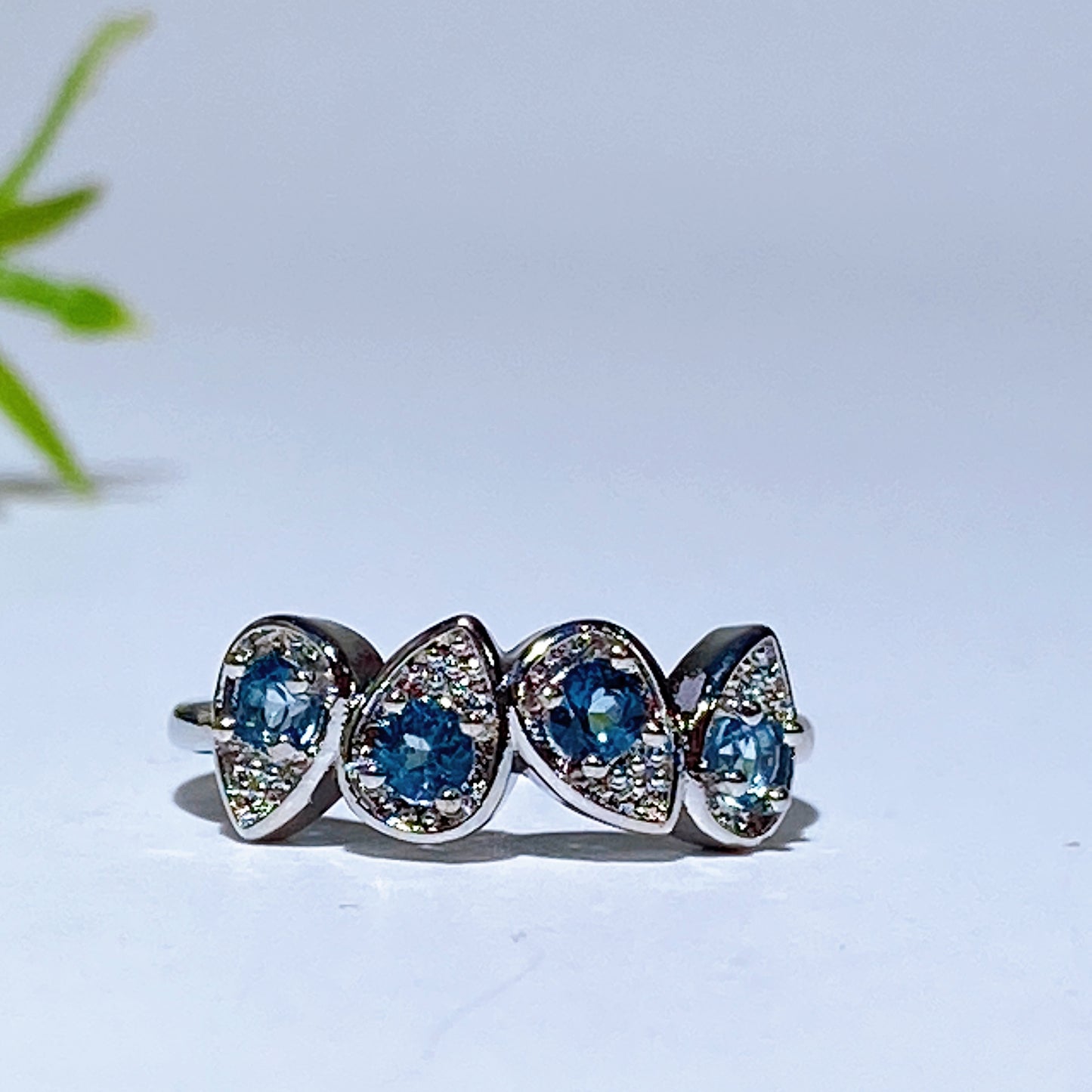Cooper Silver Plated Blue Topaz Ring Crystal Healing Bulk Wholesale