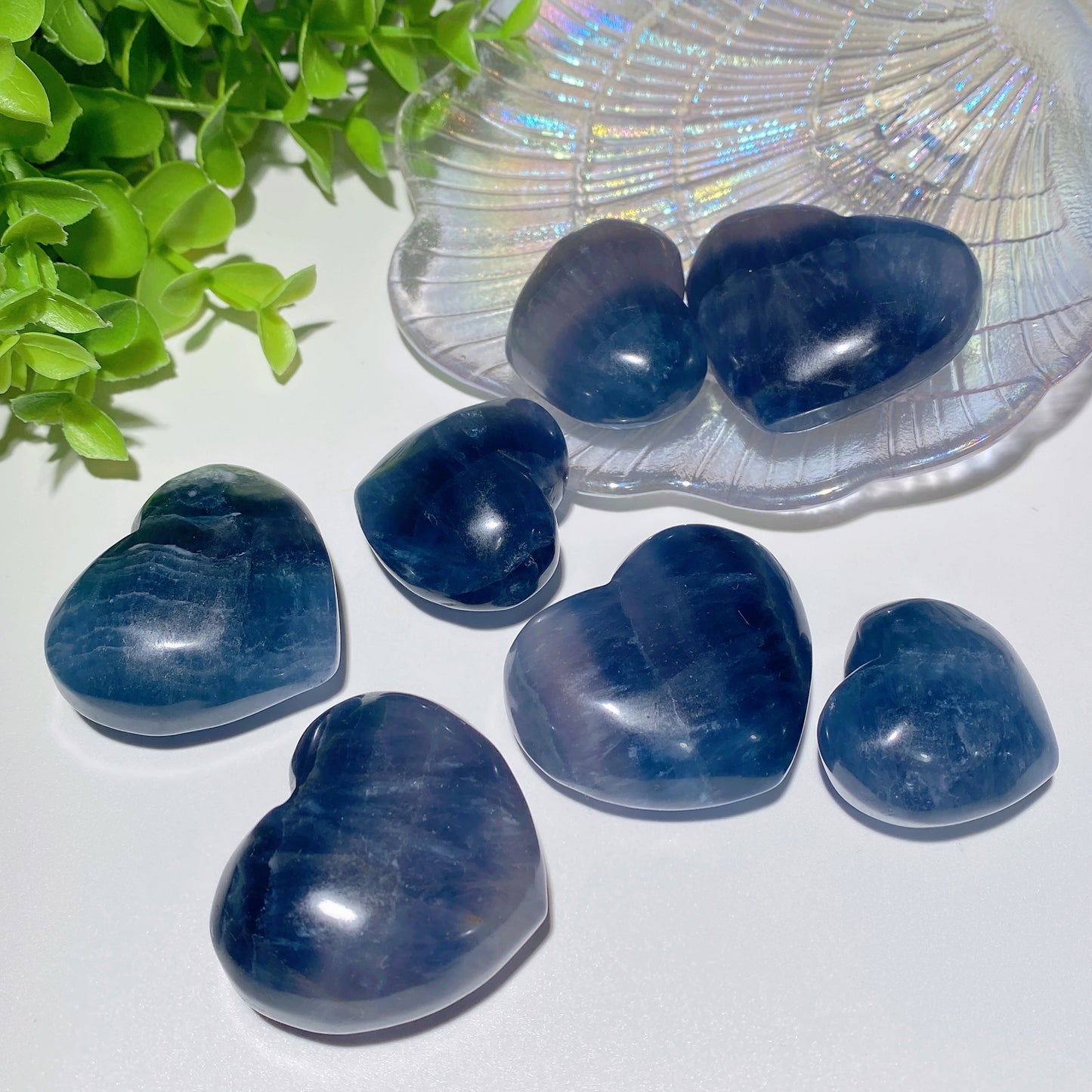 1.3"-2.0" Blue Fluorite Heart Carvings Bulk Wholesale