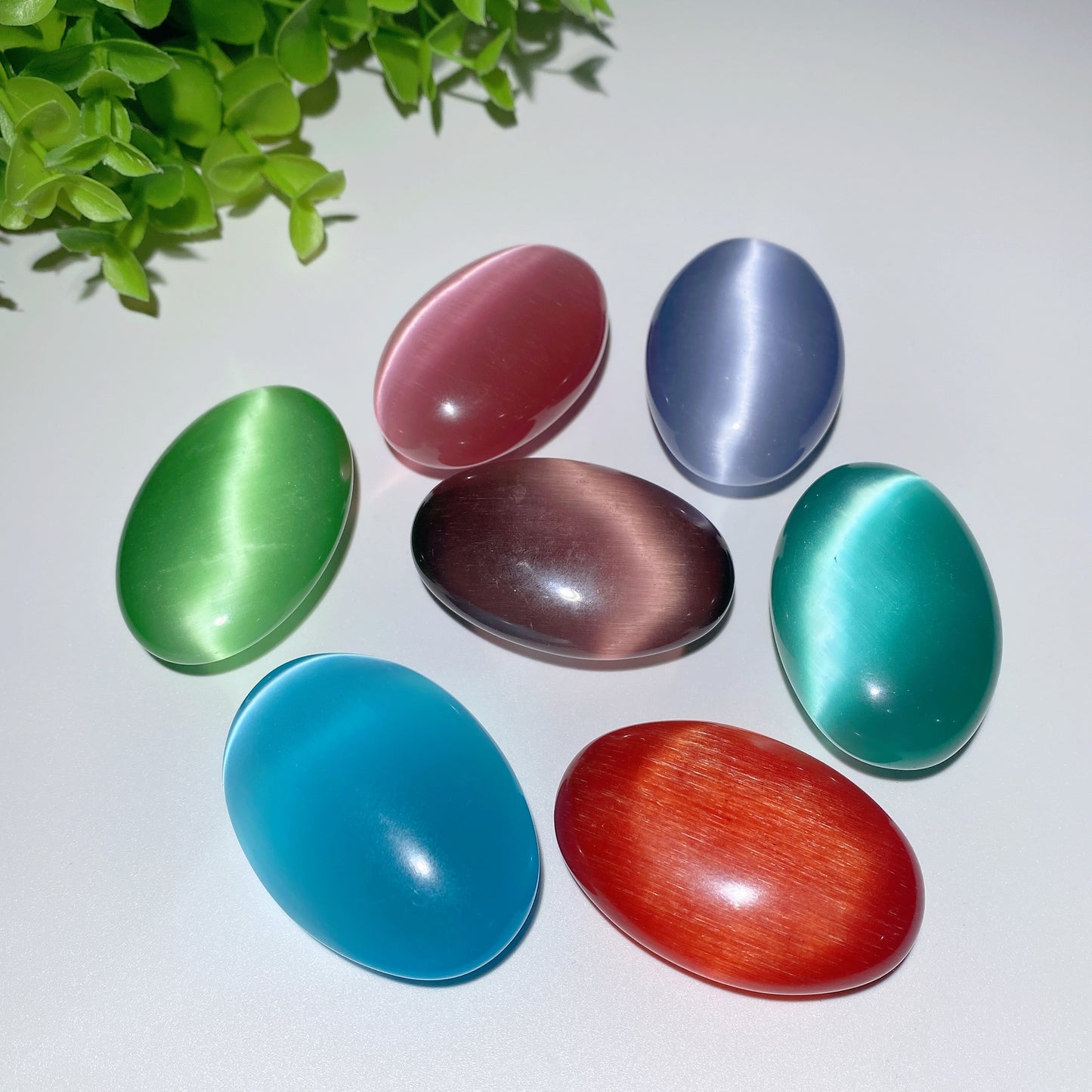 2.0" Mixed Cat's Eye Stone Palm Stone Bulk Wholesale