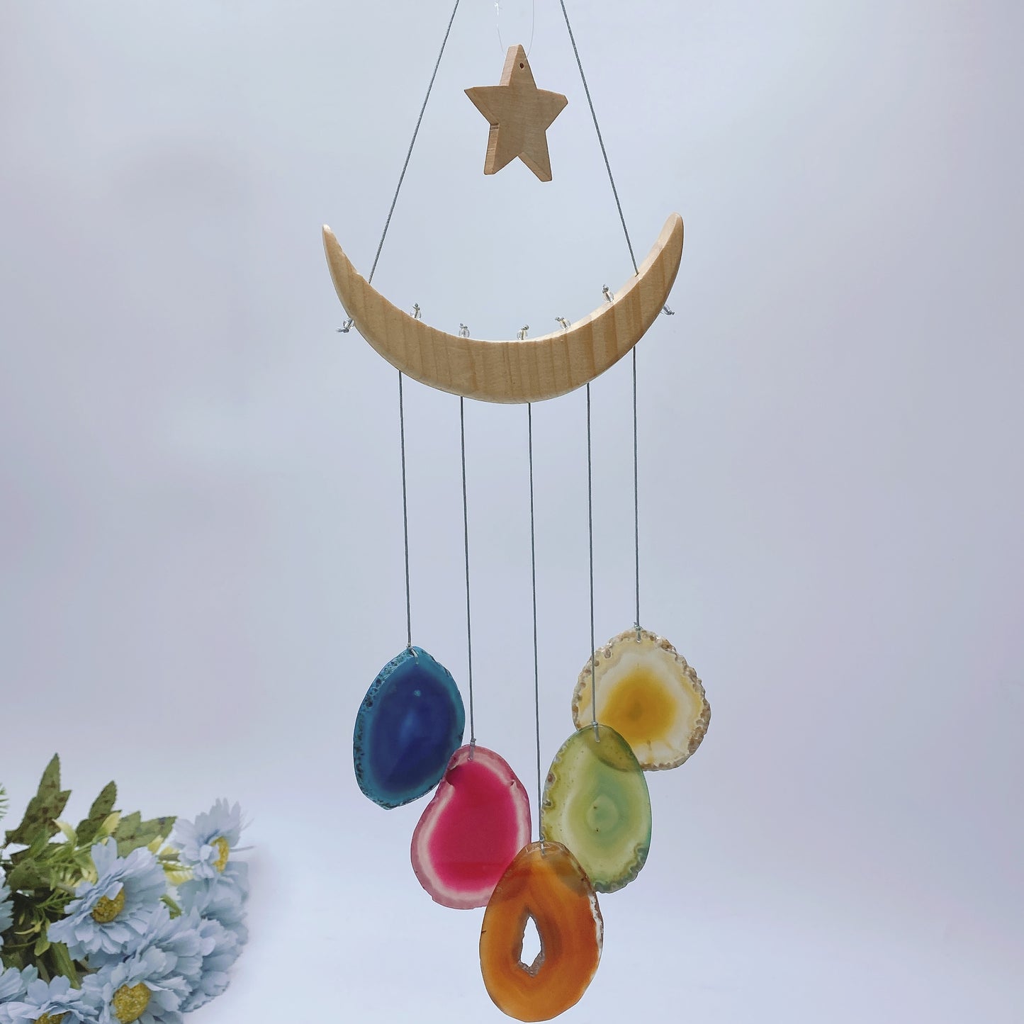 45-60cm Chakra Crystal Chips Life Tree with Colorful Agate Slabs Dreamcatcher Chime Bulk Wholesale