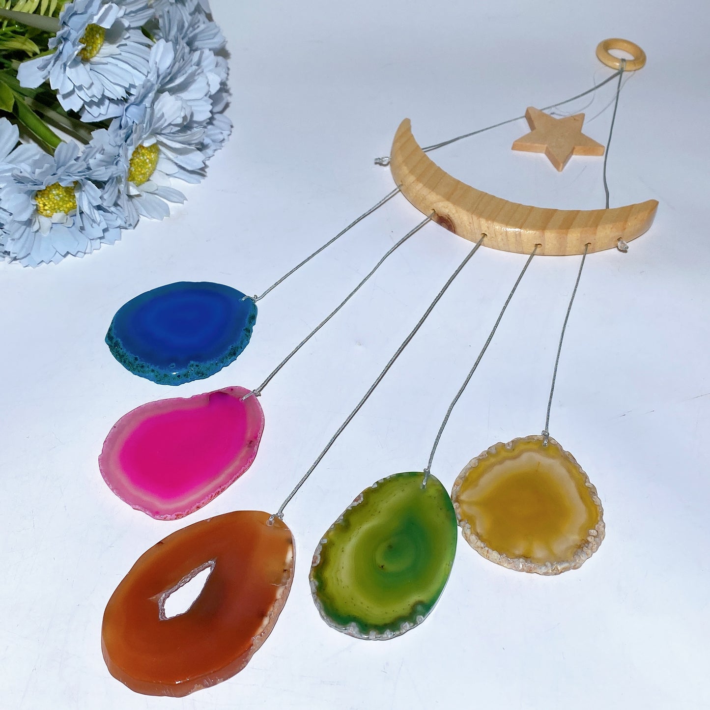 45-60cm Chakra Crystal Chips Life Tree with Colorful Agate Slabs Dreamcatcher Chime Bulk Wholesale