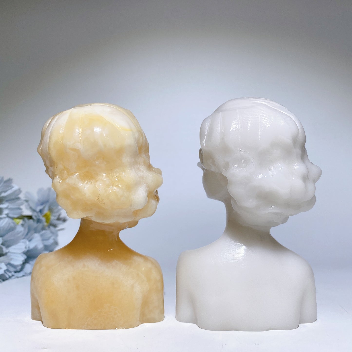 5.1"-5.3" Orange Calcite Jade Lady Bust Carvings Crystal Healing Bulk Wholesale