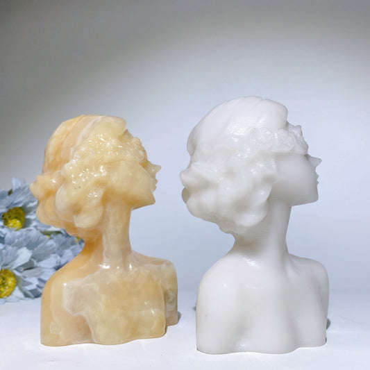 5.1"-5.3" Orange Calcite Jade Lady Bust Carvings Bulk Wholesale