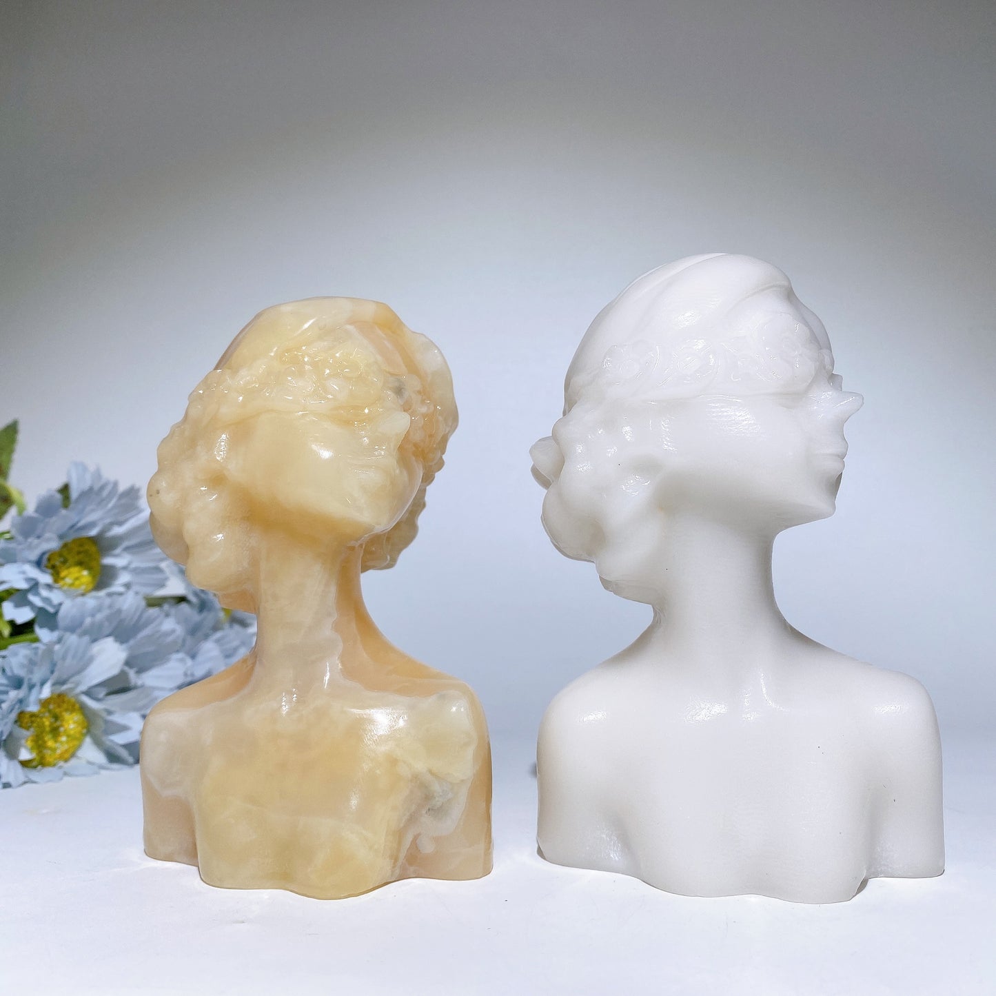 5.1"-5.3" Orange Calcite Jade Lady Bust Carvings Crystal Healing Bulk Wholesale