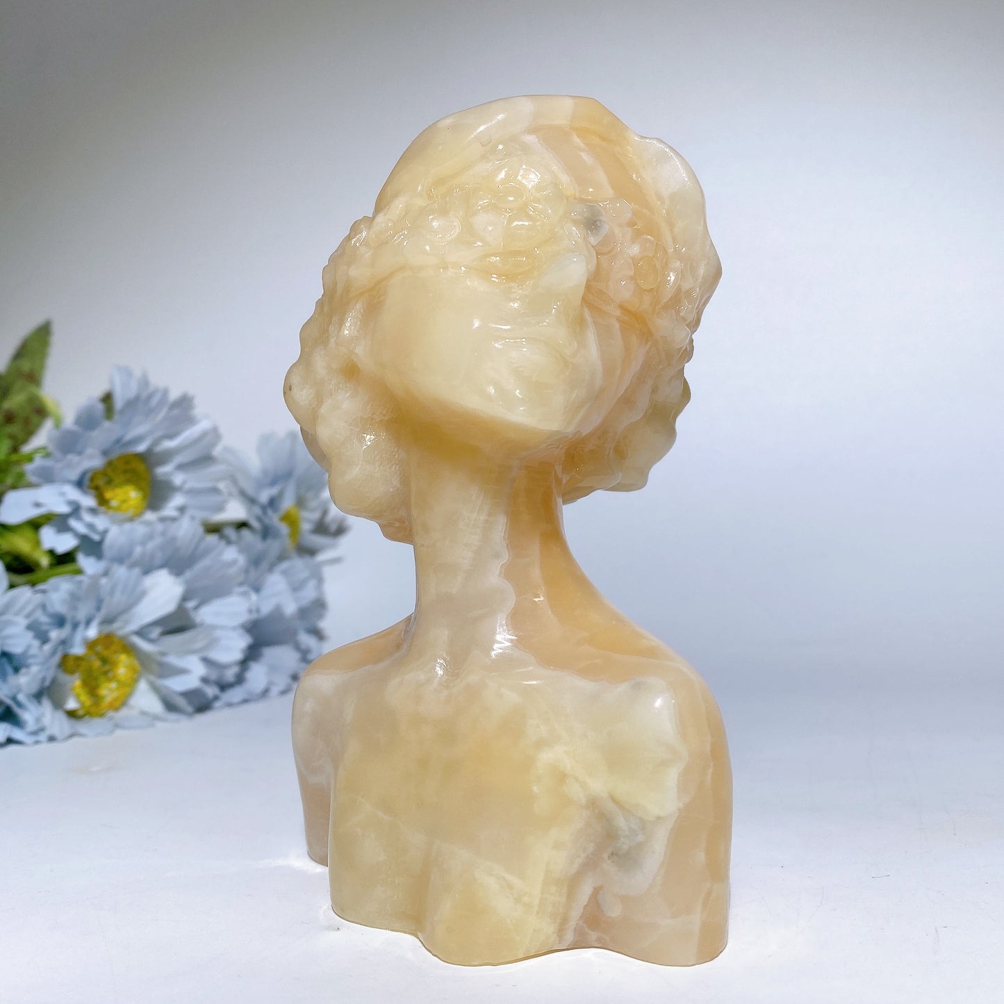 5.1"-5.3" Orange Calcite Jade Lady Bust Carvings Crystal Healing Bulk Wholesale