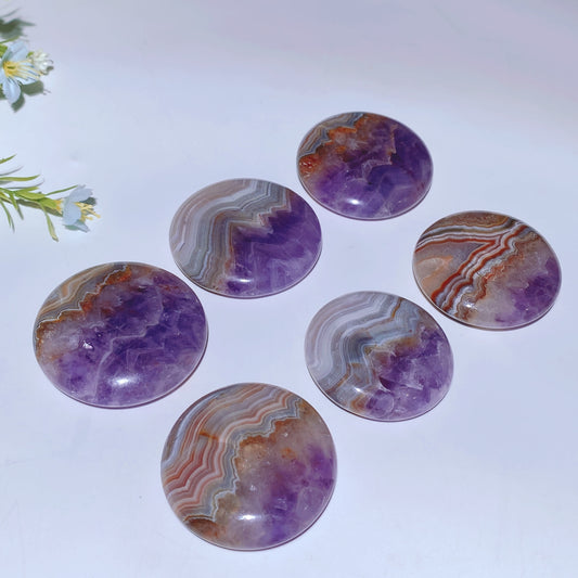 1.7"-2.0" Striped Agate Grow with Amethyst Round Slab Bulk Wholesale