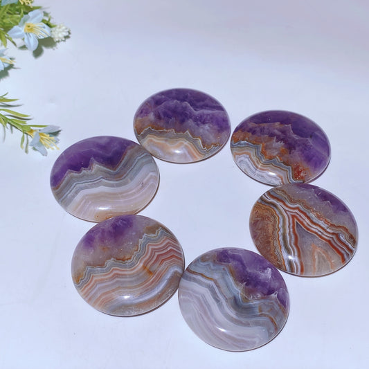 1.7"-2.0" Striped Agate Grow with Amethyst Round Slab Bulk Wholesale