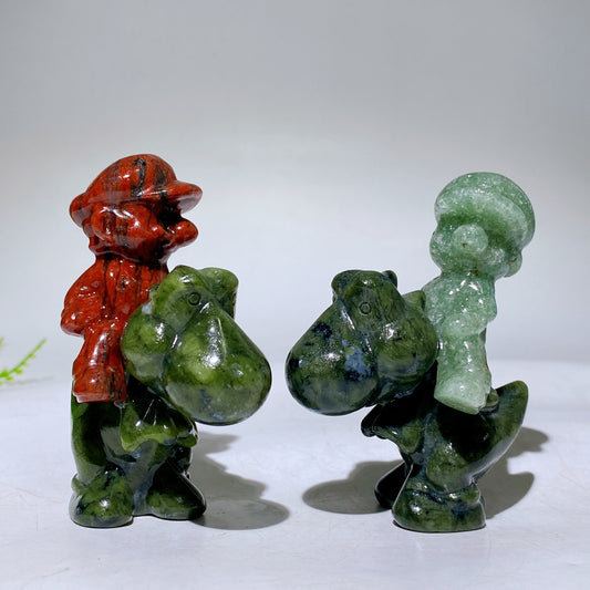 2.9" Crystal Mario Riding Yoshi Carving Wholesale
