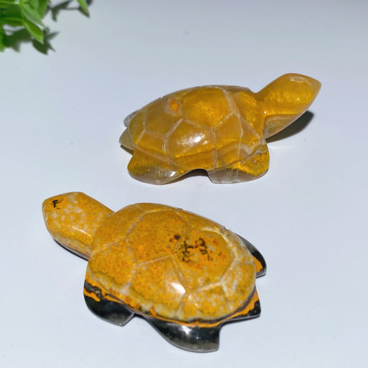 2.0"-2.5" Bumblebee Jasper Turtle Carvings Bulk Wholesale