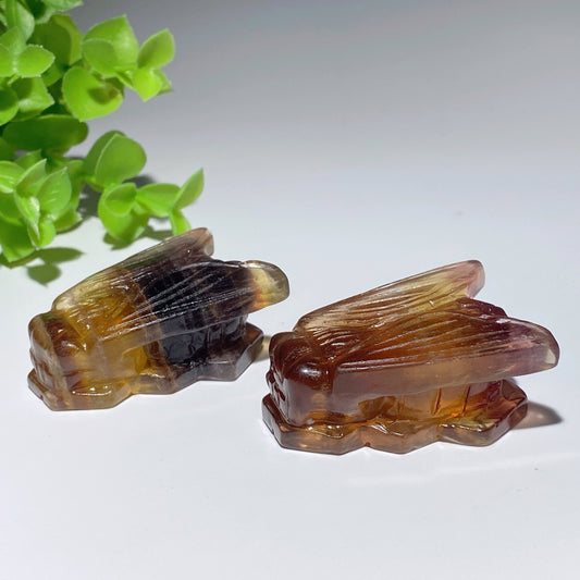 2.0" Yellow Fluorite Cicada Carvings Bulk Wholesale