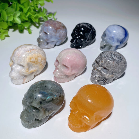 2.0" Mixed Crystal Skull Carvings Bulk Wholesale