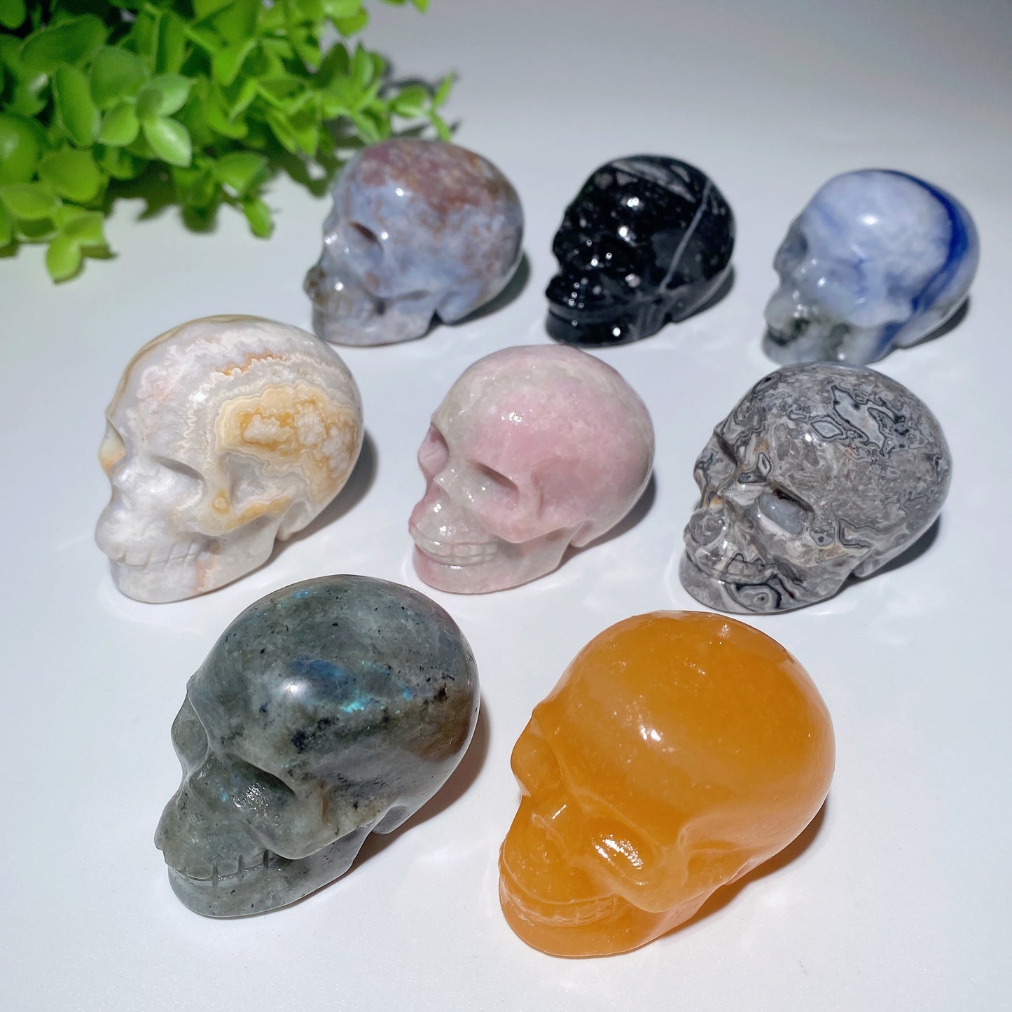 2.0" Mixed Crystal Skull Carvings Bulk Wholesale