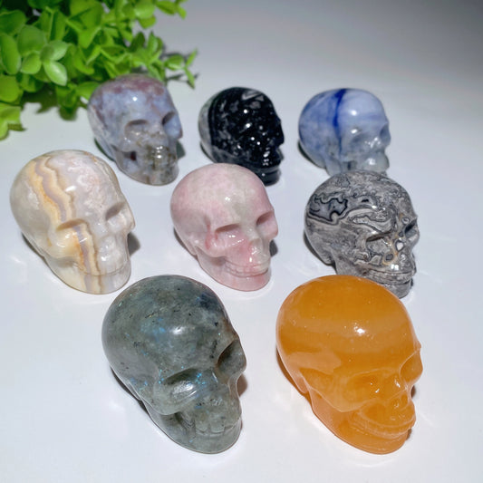 2.0" Mixed Crystal Skull Carvings Bulk Wholesale