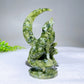 4.7" Natural Serpentine Wolf with Moon Carving Wholesale