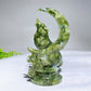 4.7" Natural Serpentine Wolf with Moon Carving Wholesale